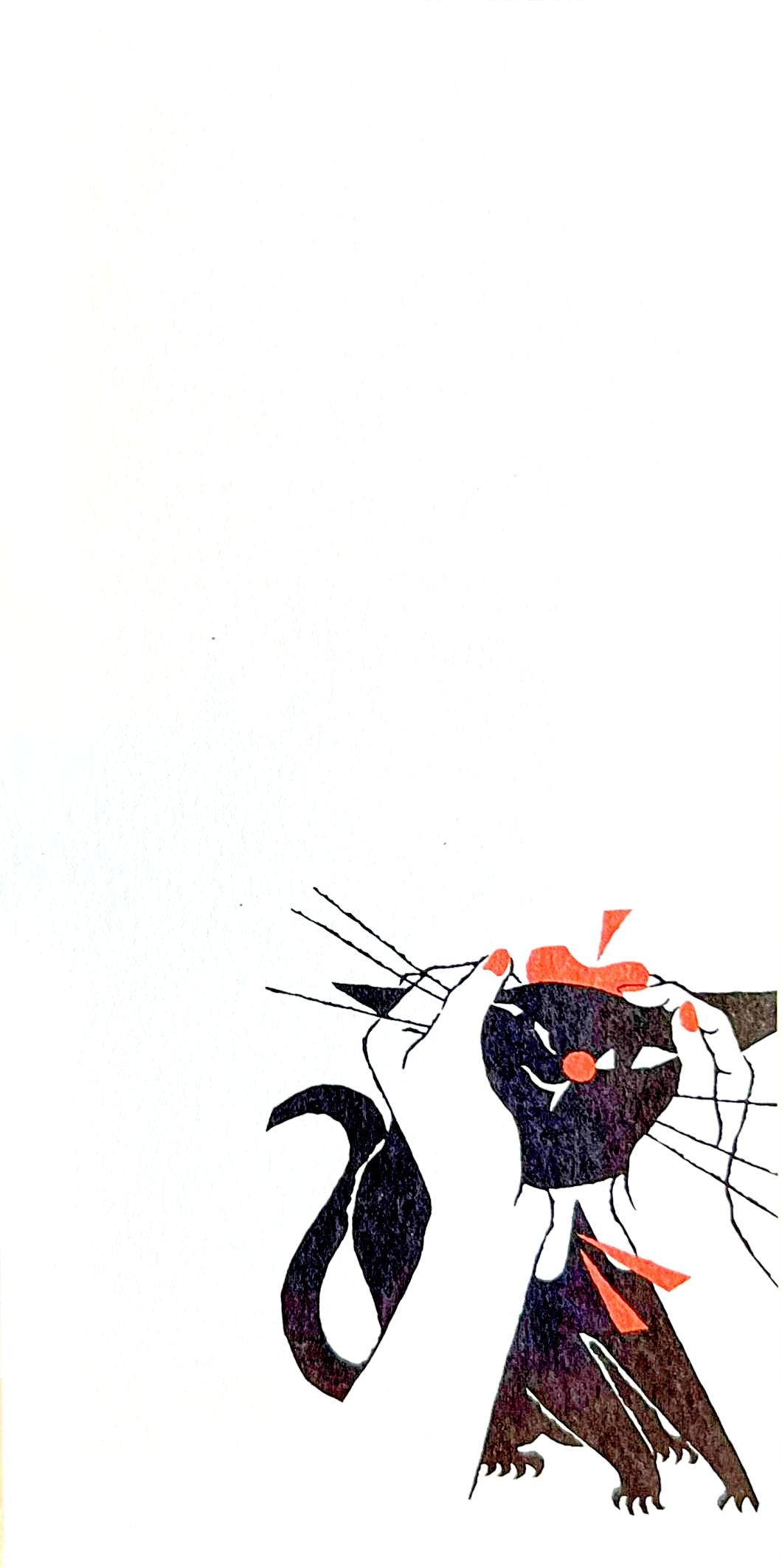 帽子とリボンを身につけた黒猫ロビンのユニークなシーンが描かれた、美濃和紙の一筆箋
Ichibitsusen letter pad featuring scenes of Black Cat Robin with a hat and ribbon, printed on Mino washi
