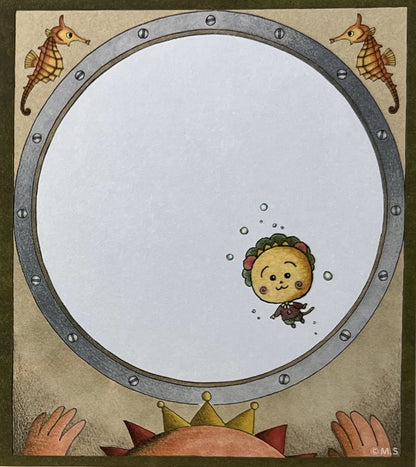 コジコジと仲間たちがカラフルな魚たちと海中を泳ぐ、絵本のような海底探検メモパッド。
A storybook-style memo pad featuring Cojicoji swimming with friends in a colorful underwater world.