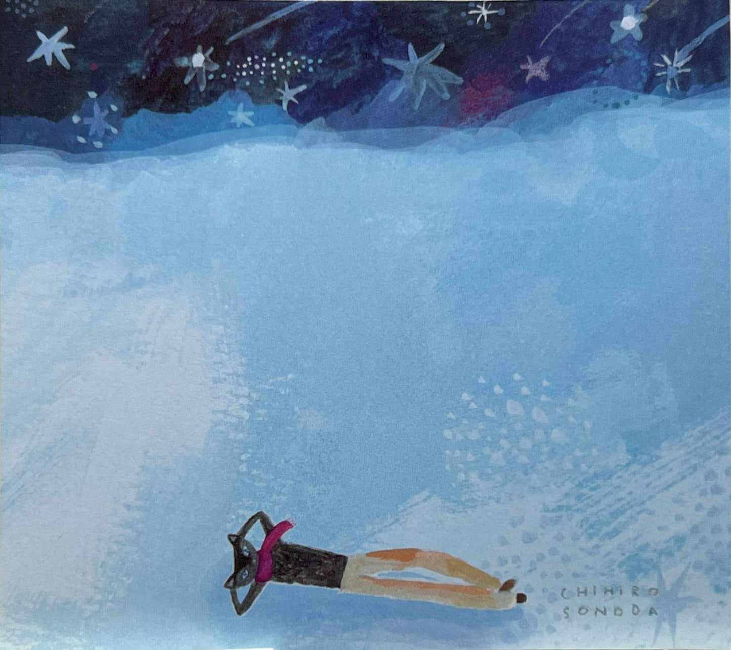 星空や動物、傘などが描かれた幻想的な雰囲気のイラストメモ
Dreamlike illustrated memo card featuring stars, animals, and umbrella motifs