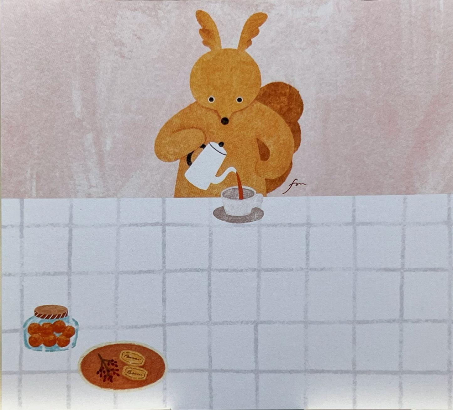 くまやうさぎなどの動物たちがティータイムを楽しむ、あたたかなイラストメモ
Memo card featuring animals like bears and rabbits enjoying tea time together