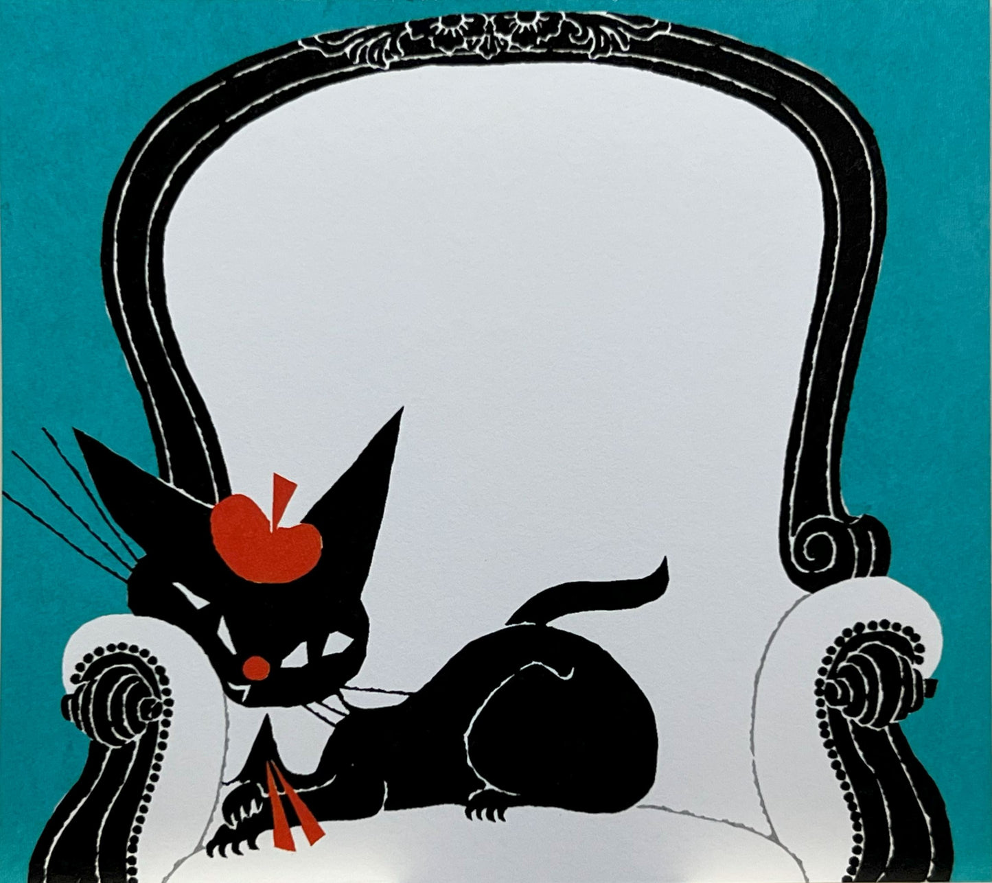 椅子に乗った黒ねこロビンのイラスト入りブロックメモ（4柄）
Block memo featuring illustrations of black cat Robin relaxing on chairs (4 designs)