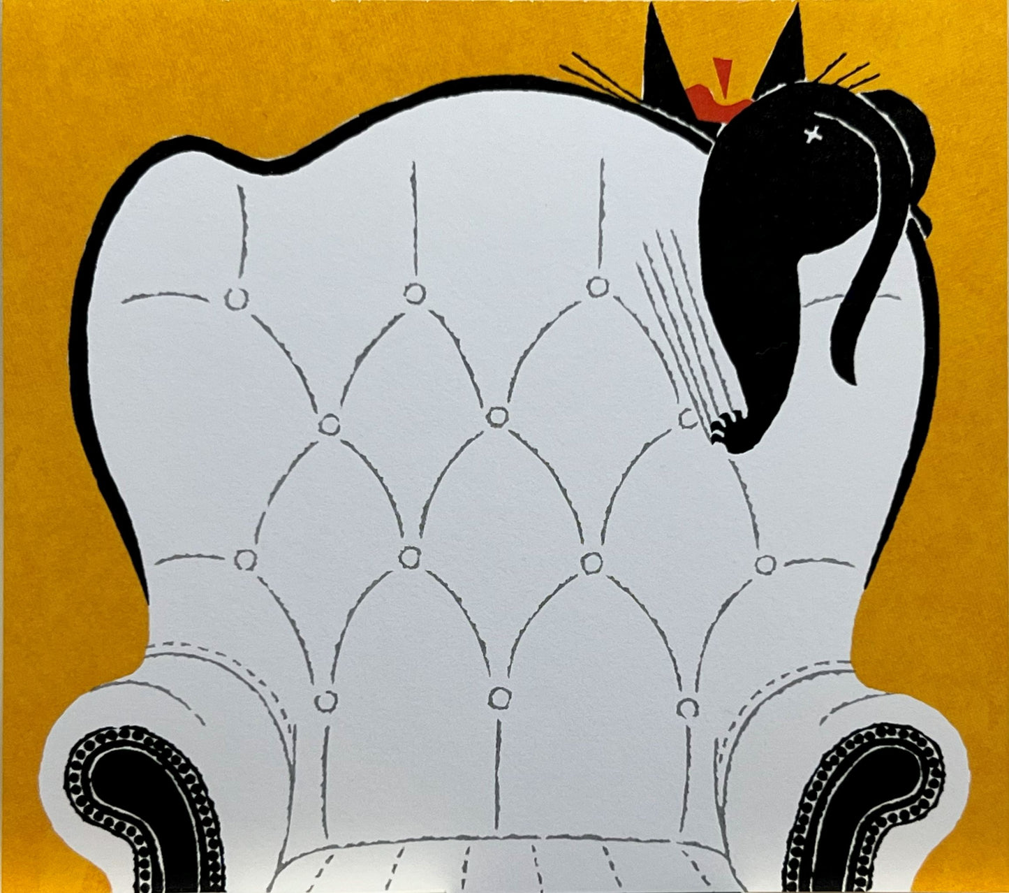 椅子に乗った黒ねこロビンのイラスト入りブロックメモ（4柄）
Block memo featuring illustrations of black cat Robin relaxing on chairs (4 designs)