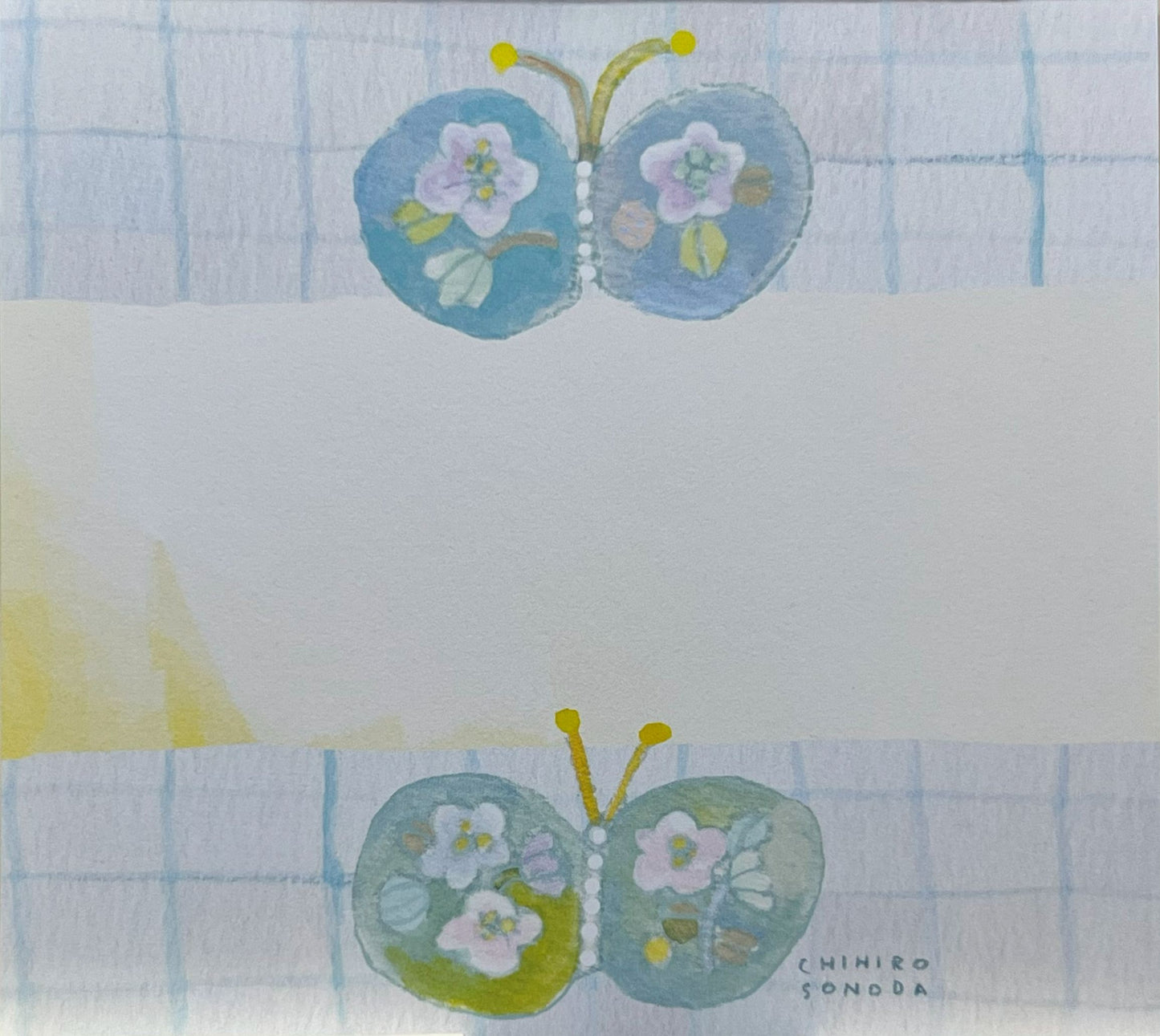 ブローチをモチーフにした園田千尋のやさしいタッチのイラスト入りブロックメモ（4柄）
Block memo featuring brooch-themed illustrations by Chihiro Sonoda in soft pastel tones (4 designs)