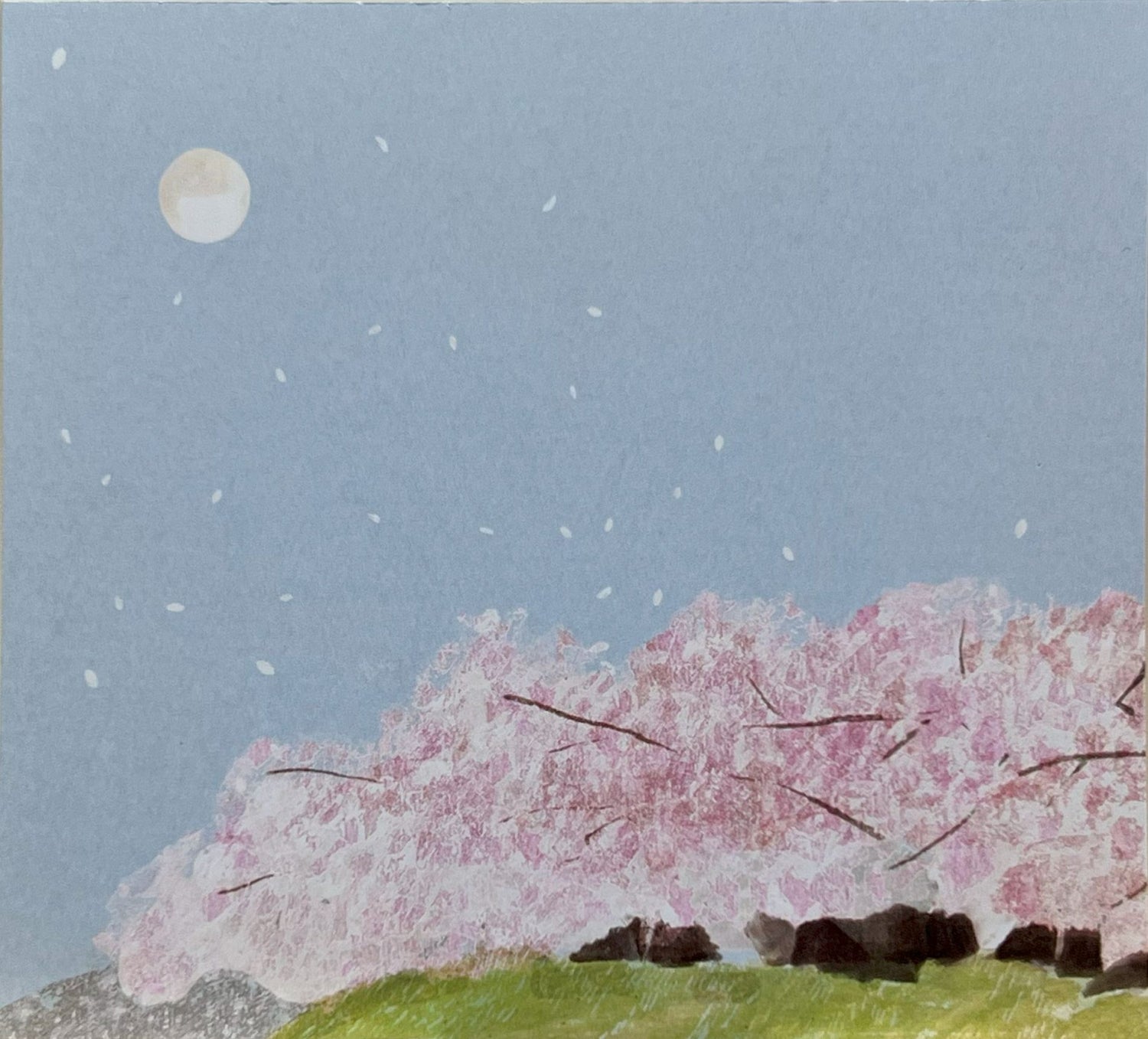 大森木綿子による桜の風景を描いた繊細なイラストのブロックメモ（4柄）
 Delicate block memo featuring cherry blossom scenes illustrated by Yuko Omori (4 designs)