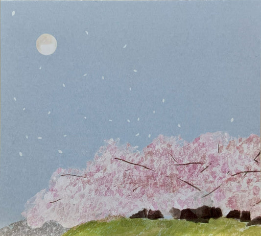 大森木綿子による桜の風景を描いた繊細なイラストのブロックメモ（4柄）
 Delicate block memo featuring cherry blossom scenes illustrated by Yuko Omori (4 designs)