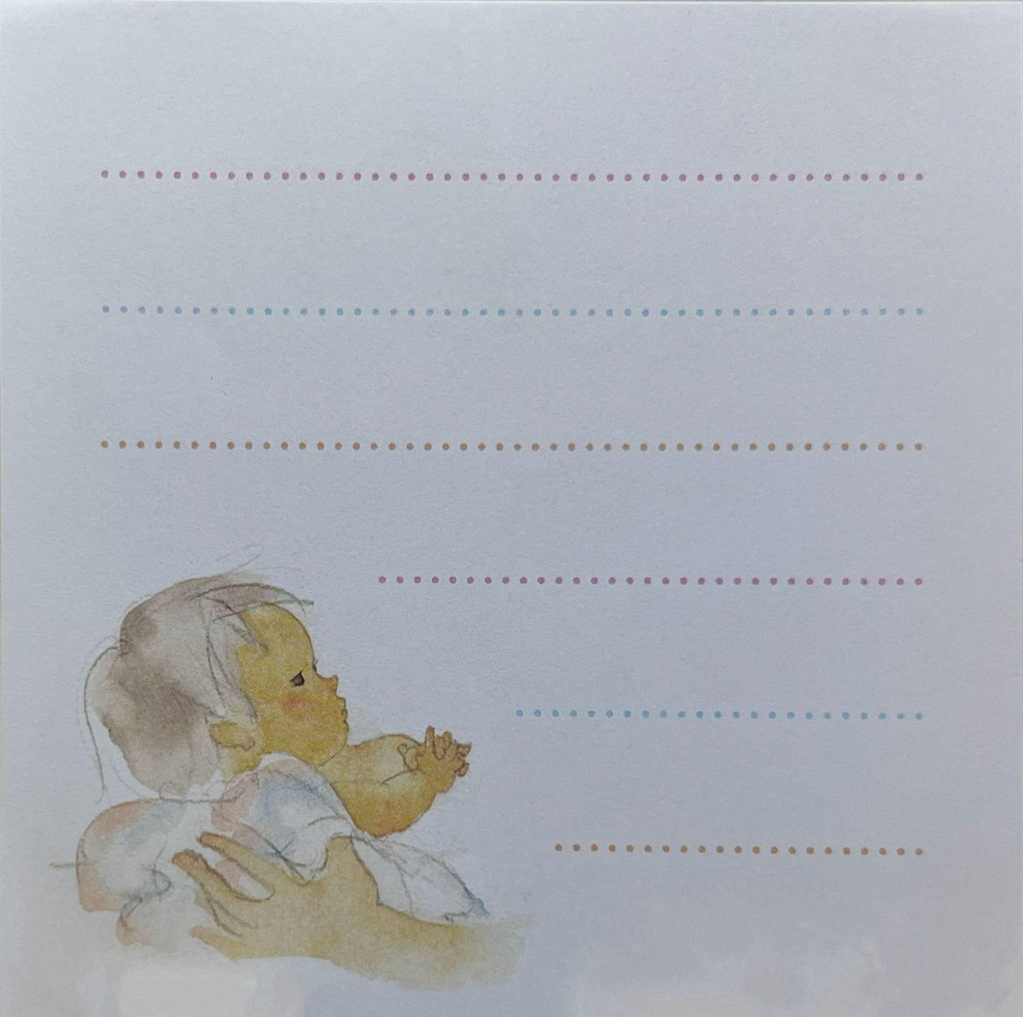 いわさきちひろが描いた赤ちゃんの姿が印象的な、スクエア型のチャリティーメモパッド
湯あがりのあかちゃん（1971年）
Memo pad featuring tender illustrations of babies by Chihiro Iwasaki – a square-format charity item.
Baby after a Bath (1971)