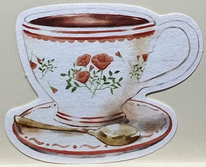 「オトメ時間」シリーズのティーカップ柄ダイカットミニレター。紅茶と花柄が描かれた上品なデザイン。
A tea cup-shaped mini letter from the Otome Jikan series by Furukawa Paper Works, featuring a floral Darjeeling tea design.