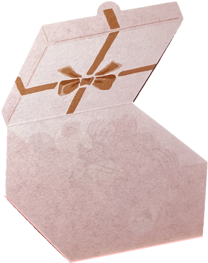 猫チョコ入りギフトボックス型のミニ便箋（折りたたみ式、オトメ時間シリーズ）
Foldable mini letter paper shaped like a Neko Choco gift box (Otome Jikan series)
