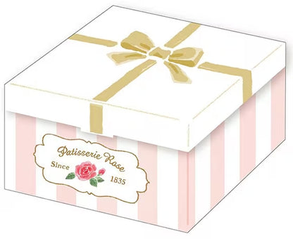ケーキ入りギフトボックス型ミニ便箋（折りたたみ式、オトメ時間シリーズ）
Foldable mini letter paper shaped like a cake gift box (Otome Jikan series)