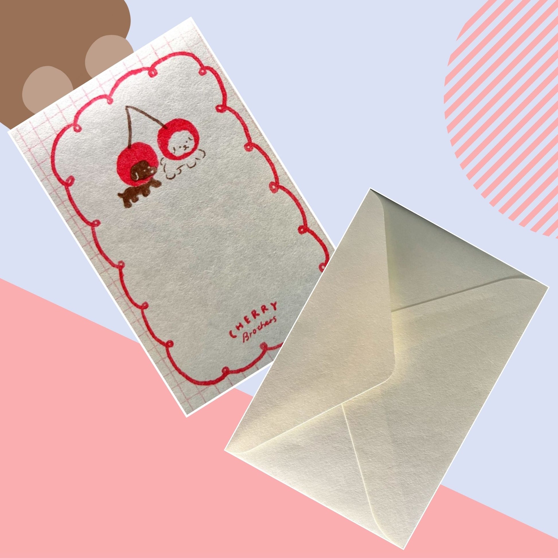  チェリーブラザーズのイラストが目を引く便箋単体｜Letter paper with Cherry Brothers dog illustration